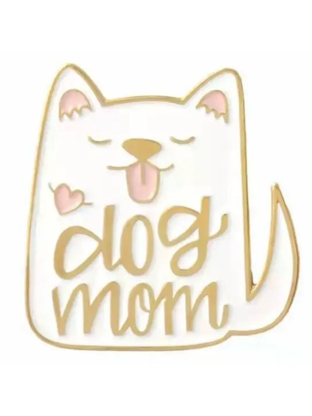 Dog Mom Lapel Pin White Enamel Gold Tone